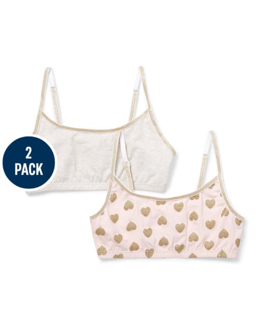 Girls Glitter Heart Bralette 2-Pack