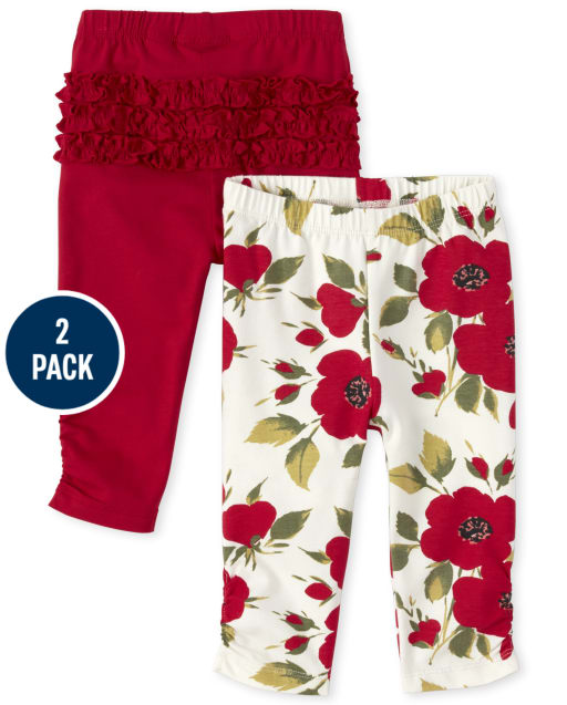 Baby Girls Floral Ruffle Pants 2-Pack