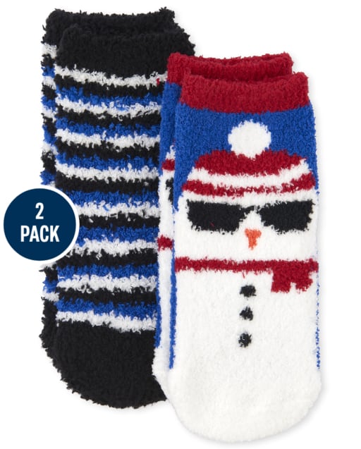 Paquete de 2 calcetines acogedores con diseño de muñeco de nieve para niños pequeños