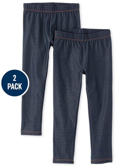 Girls Faux Denim Leggings 2-Pack