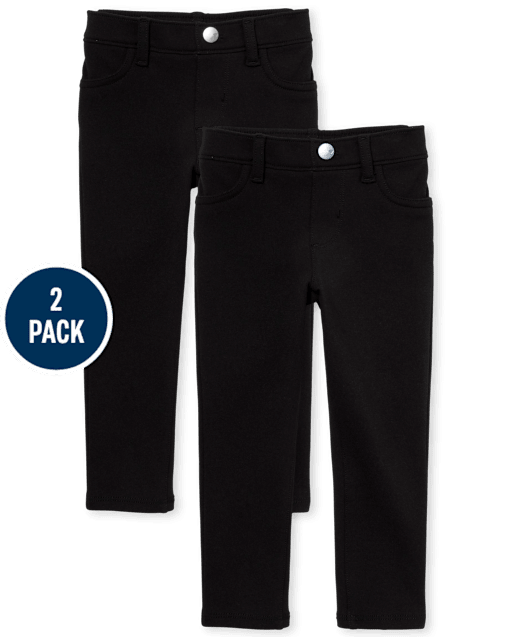 Toddler Girls Uniform Ponte Knit Pull On Jeggings 2-Pack