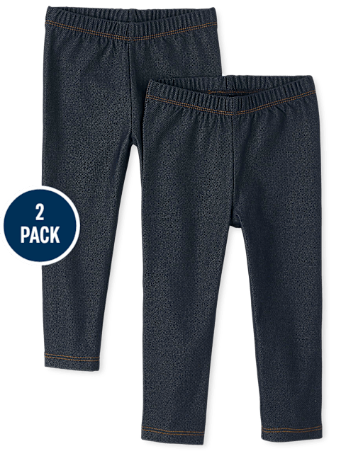 Lot de 2 leggings d'uniforme en faux denim pour toute-petite fille
