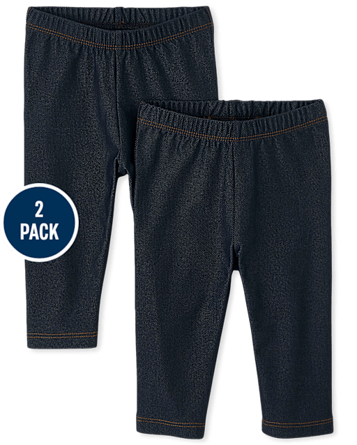 Toddler Girls Faux Denim Capri Leggings 2-Pack