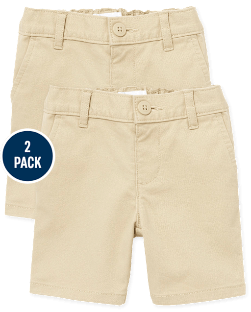 Toddler Girls Uniform Stretch Chino Shorts 2-Pack