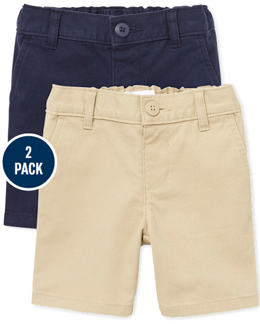 Toddler Girls Uniform Stretch Chino Shorts 2-Pack