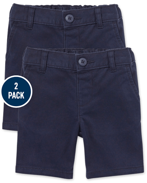 Toddler Girls Uniform Stretch Chino Shorts 2-Pack