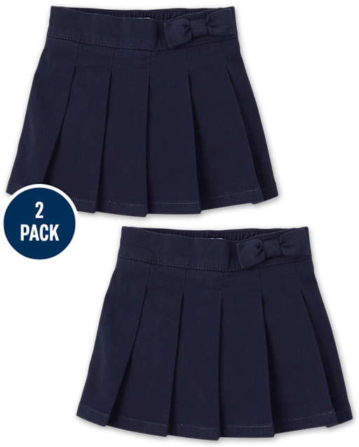 Toddler Girls Uniform Bow Pleated Skort 2-Pack