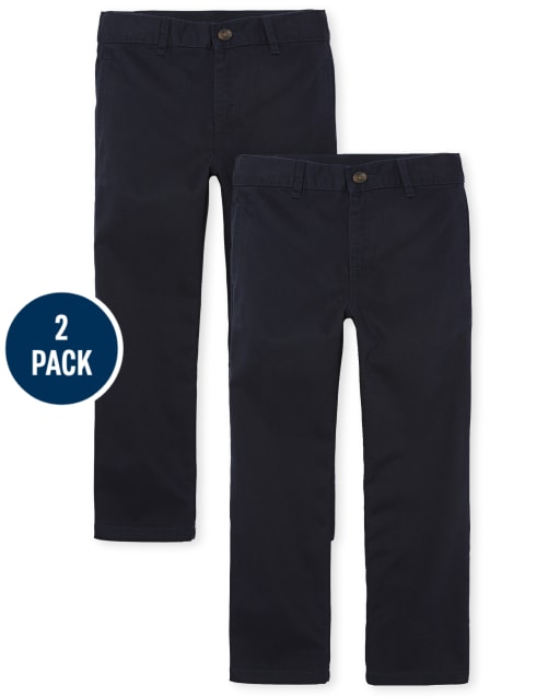 Boys Uniform Straight Chino Pants 2-Pack