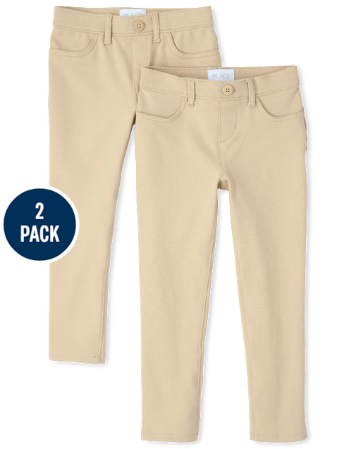 Girls Uniform Ponte Knit Pull On Jeggings 2-Pack
