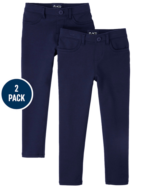 Girls Uniform Ponte Knit Pull On Jeggings 2-Pack