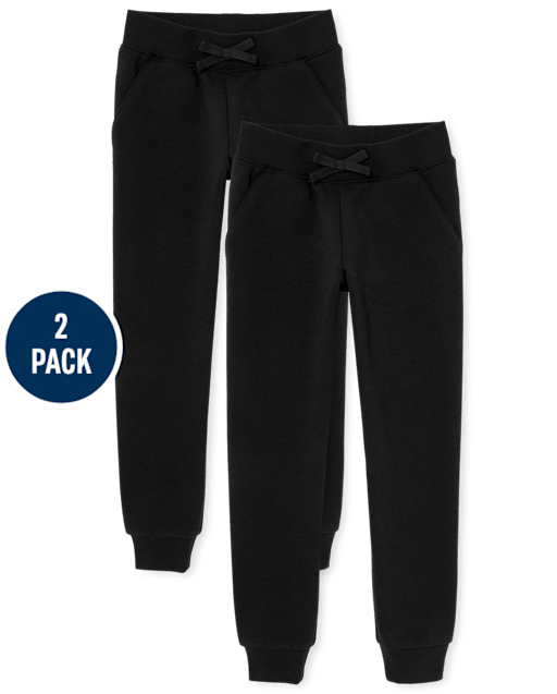 Girls Fleece Jogger Pants 2-Pack