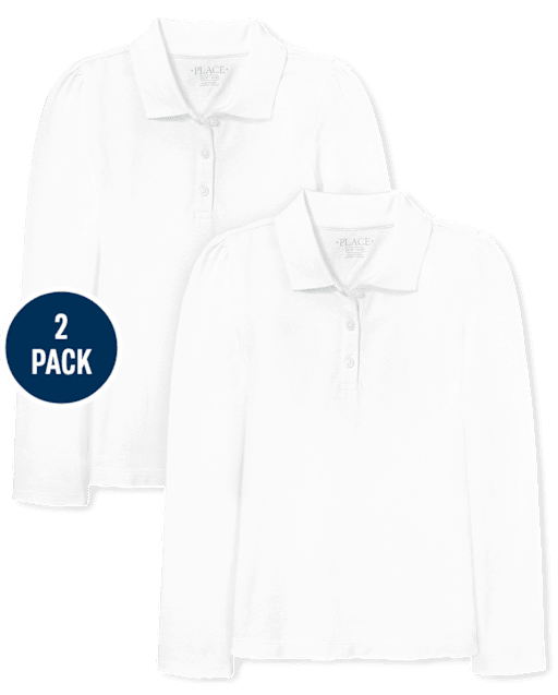 Lot de 2 polos uniformes en piqué pour fille