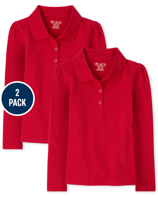 Girls Uniform Pique Polo 2-Pack