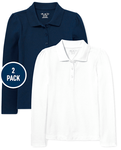 Girls Uniform Pique Polo 2-Pack