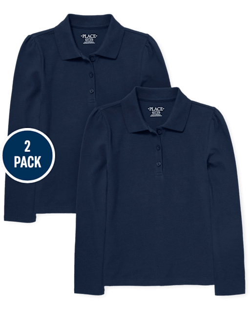 Lot de 2 polos uniformes en piqué pour fille