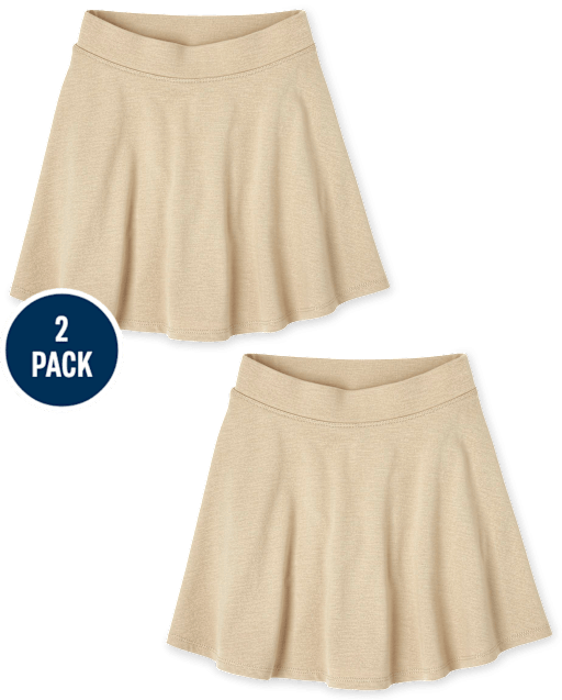 Ensemble de 2 jupes-shorts uniformes en tricot ponte pour filles