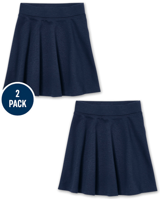 Girls Uniform Ponte Knit Skort 2-Pack