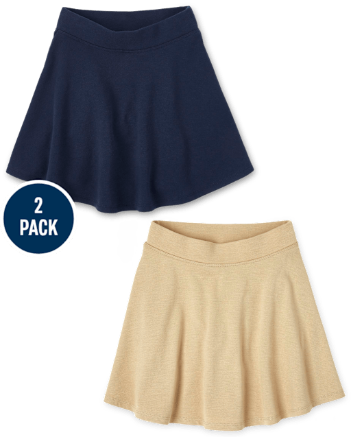 Girls Uniform Ponte Knit Skort 2-Pack