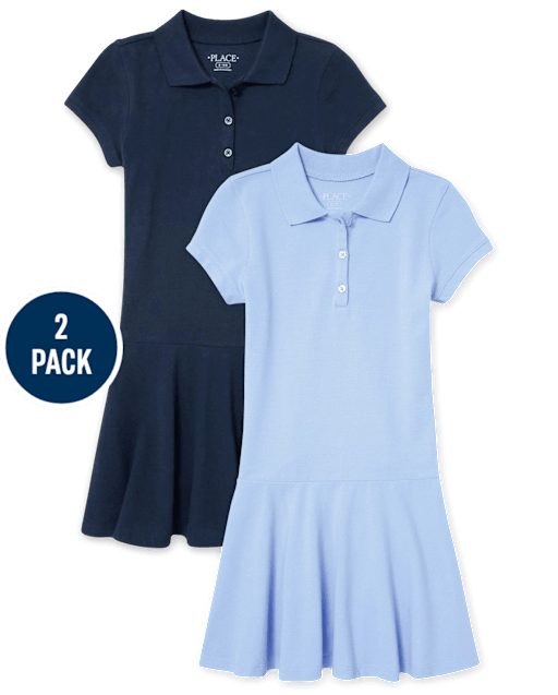 Lot de 2 robes polo uniformes en piqué pour filles