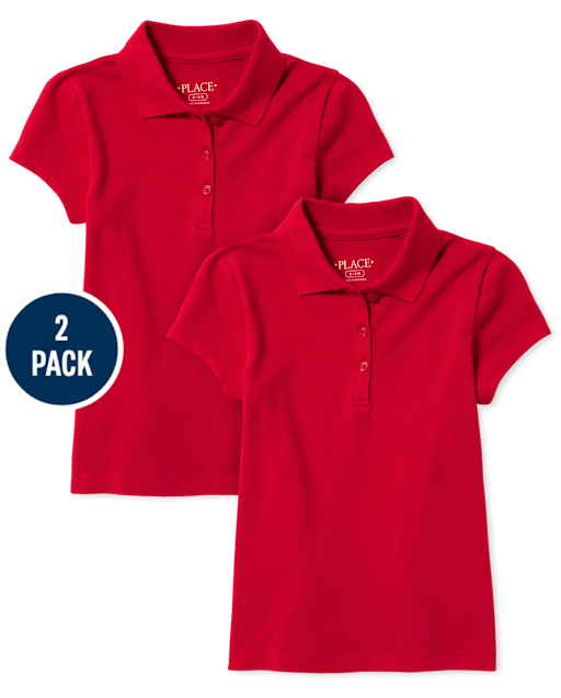 Girls Uniform Pique Polo 2-Pack