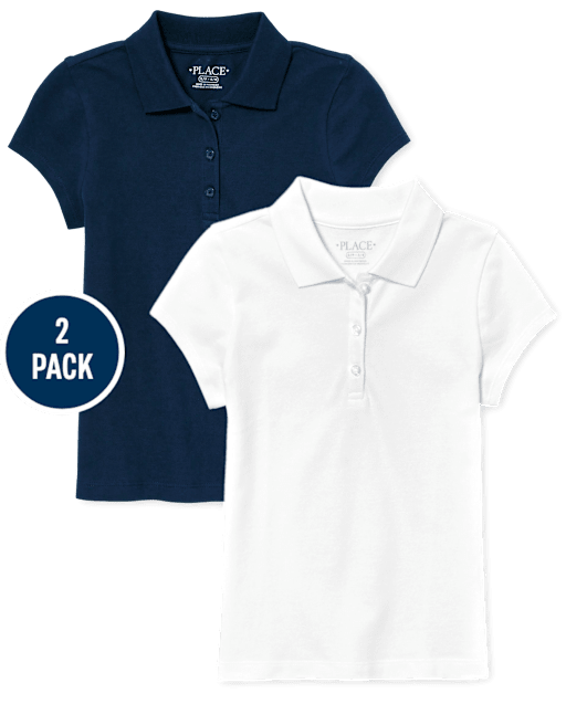Lot de 2 polos uniformes en piqué pour fille
