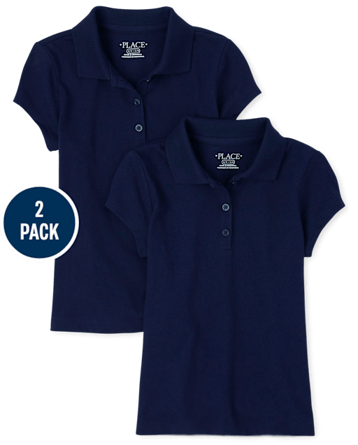 Lot de 2 polos uniformes en jersey doux pour filles