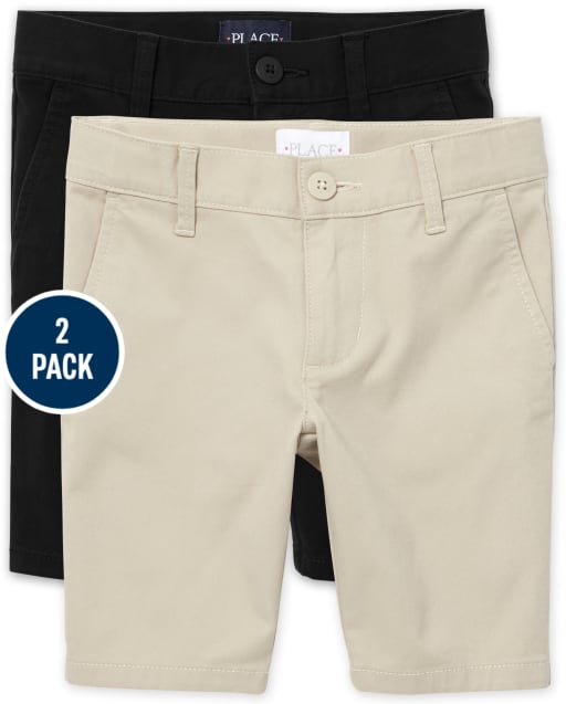 Shorts chinos de uniforme para niñas, paquete de 2