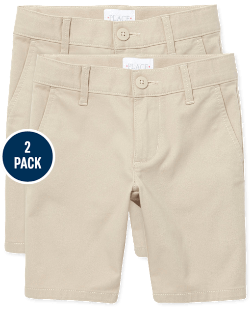 Shorts chinos de uniforme para niñas, paquete de 2