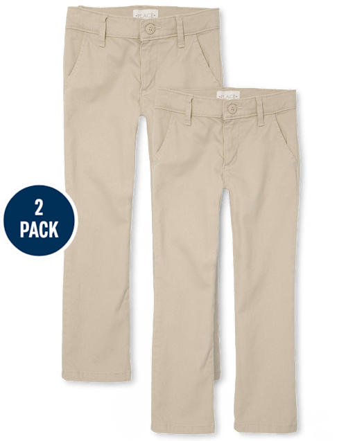 Girls Uniform Stretch Skinny Chino Pants 2-Pack