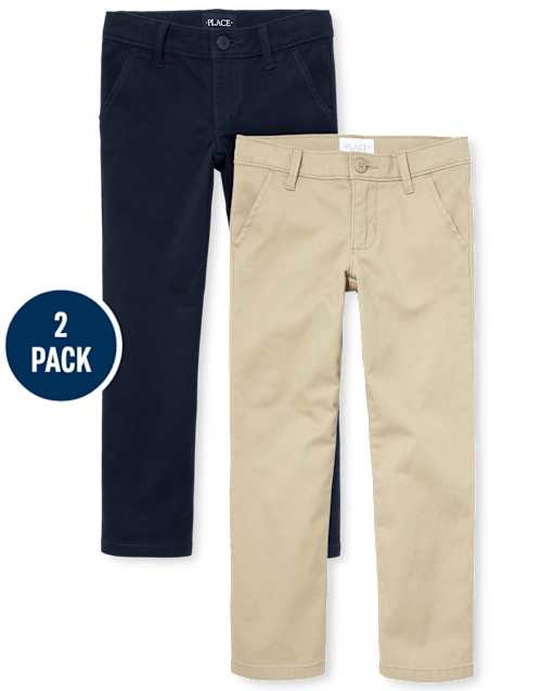 Girls Uniform Stretch Skinny Chino Pants 2-Pack