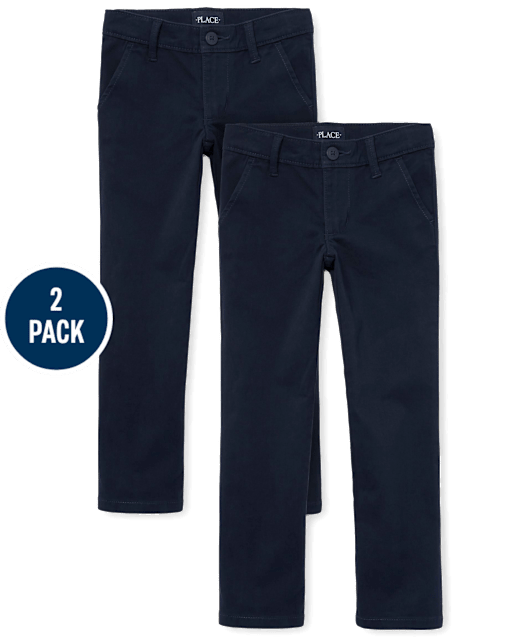 Girls Uniform Stretch Skinny Chino Pants 2-Pack