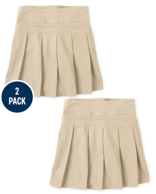 Girls Uniform Stretch Pleated Skort 2-Pack