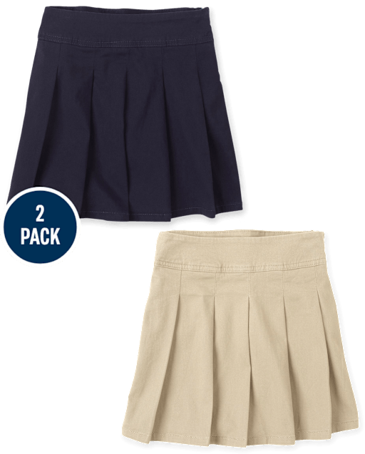 Girls Uniform Stretch Pleated Skort 2-Pack