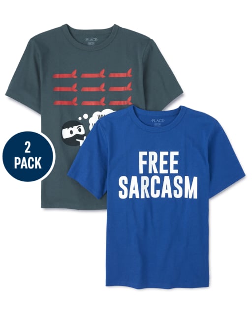 Pack de 2 camisetas con gráfico Sarcasm para niño