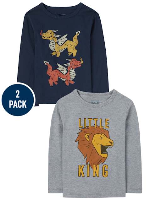 Pack de 2 camisetas con estampado de animales para bebés y niños pequeños
