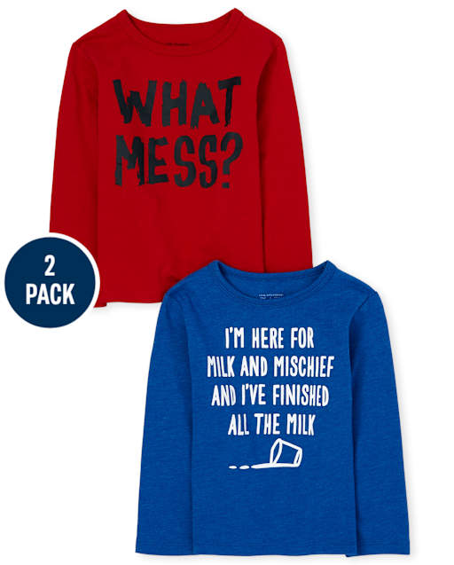 Lot de 2 t-shirts graphiques Mess And Mischief pour bébés et tout-petits garçons