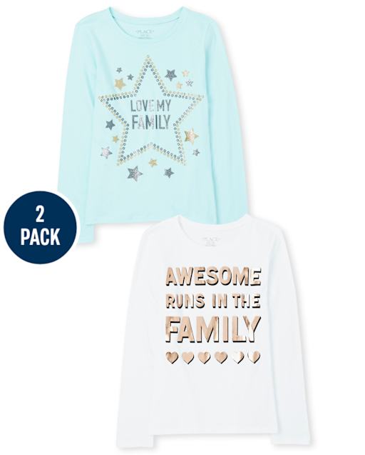 Lot de 2 t-shirts à imprimé Family pour filles