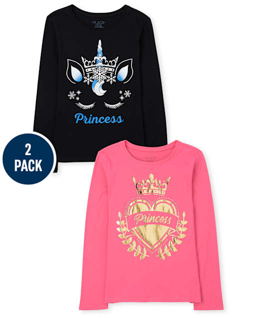 Lot de 2 t-shirts graphiques princesse pour filles