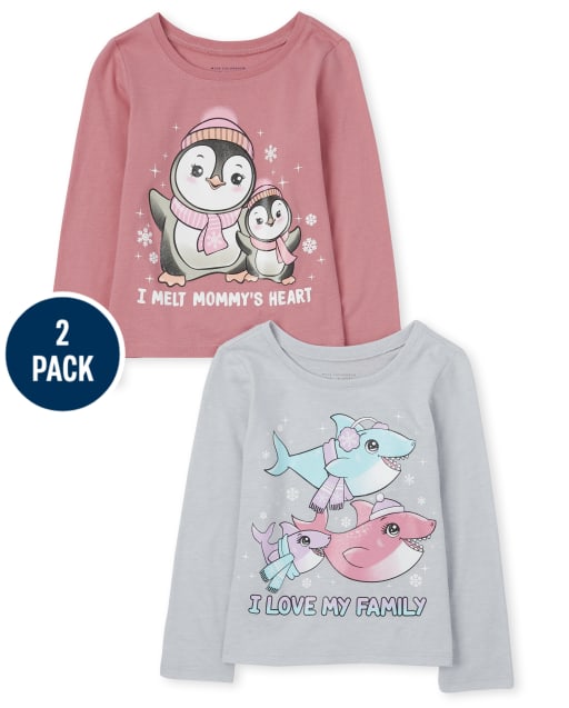 Baby And Toddler Girls Family Graphic Tee 2-Pack