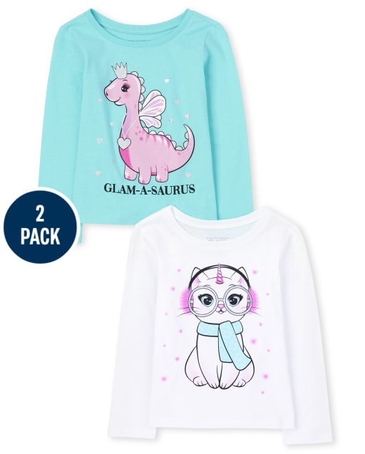 Lot de 2 t-shirts à imprimé animal pour bébés et petites filles