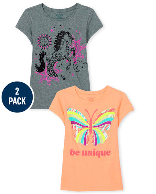 Girls Animal Graphic Tee 2-Pack