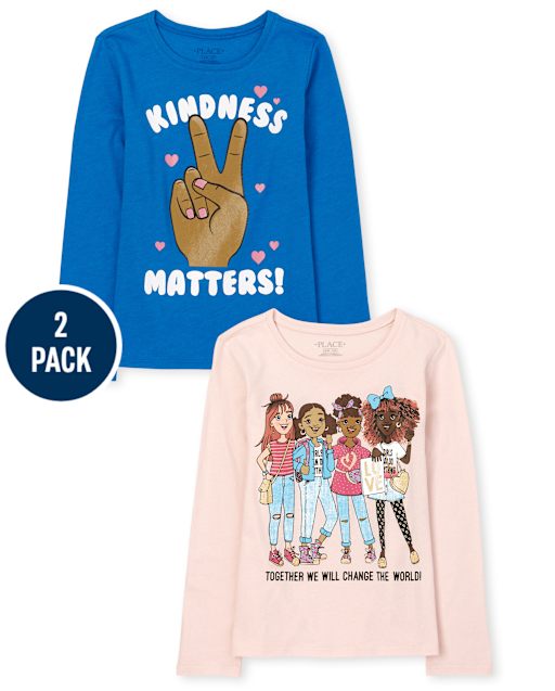 Lot de 2 t-shirts graphiques Kindness Squad pour filles