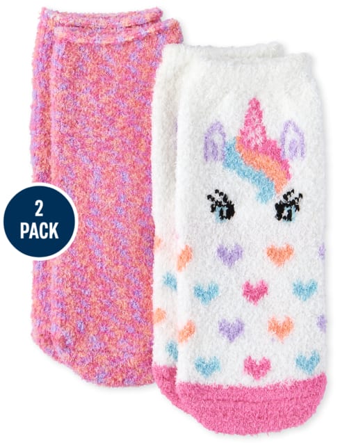 Paquete de 2 calcetines acogedores de unicornio para niñas pequeñas