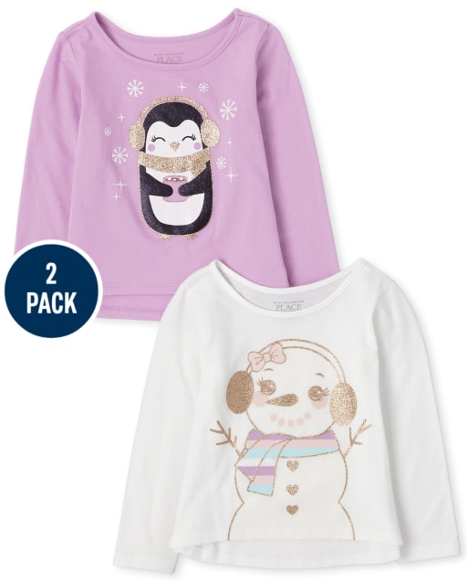 Toddler Girls Glitter Top 2-Pack