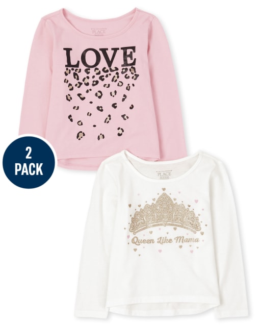 Toddler Girls Glitter Top 2-Pack