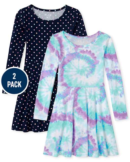 Girls Print Everyday Dress 2-Pack