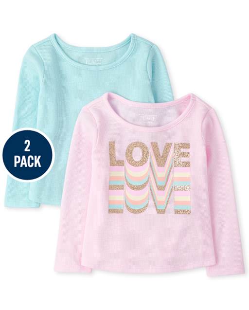 Lot de 2 hauts thermiques Love pour petites filles