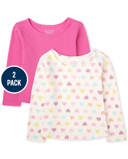 Toddler Girls Rainbow Star Thermal Top 2-Pack