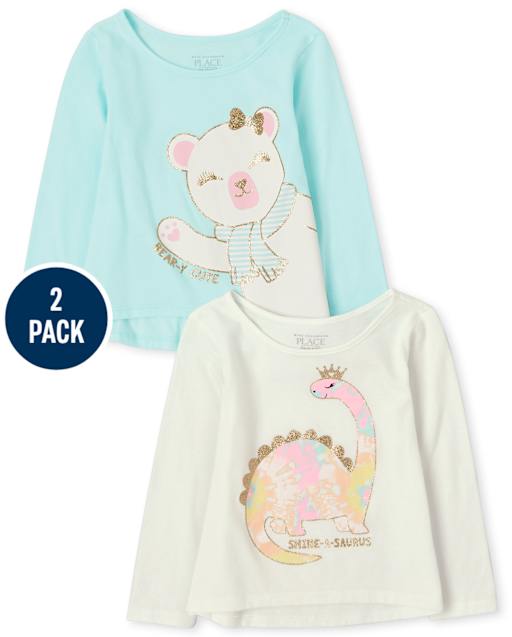 Toddler Girls Graphic Top 2-Pack