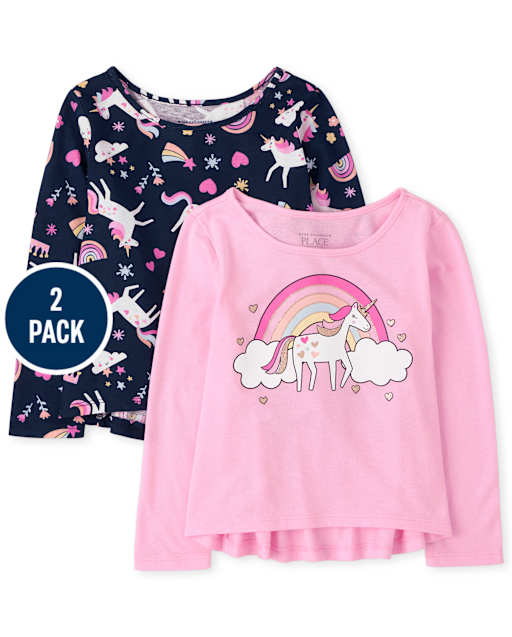 Toddler Girls Graphic Top 2-Pack
